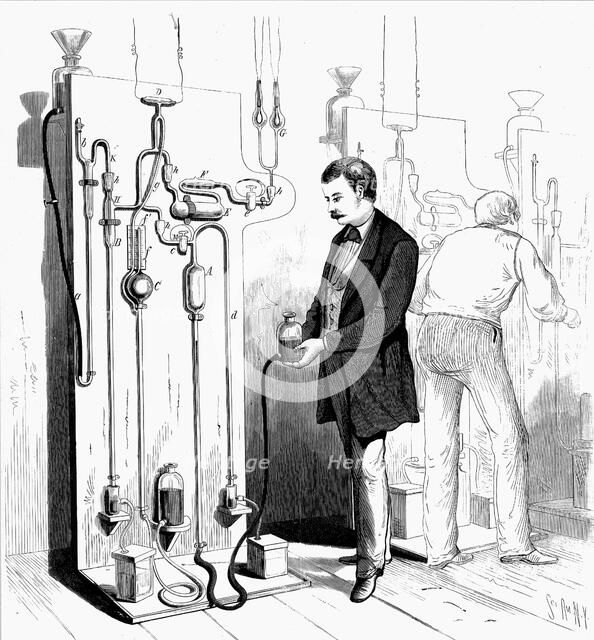 Making Edison light bulbs, 1880. Artist: Unknown