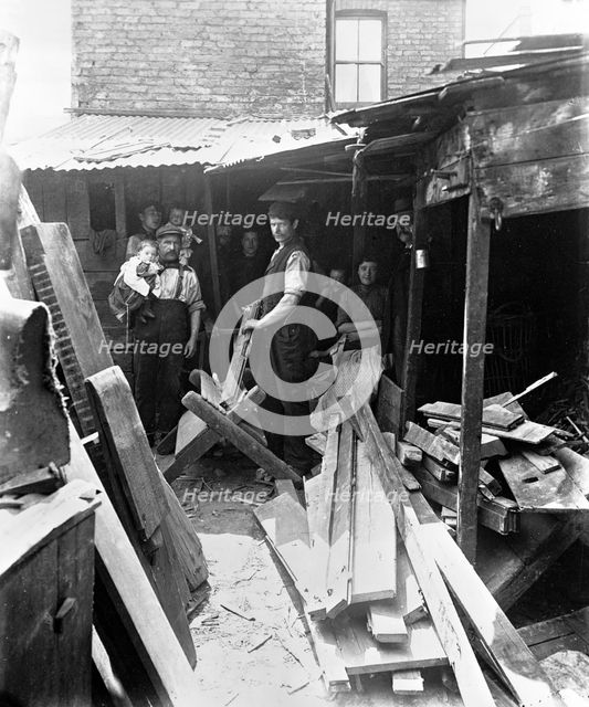 Making firewood from scrap timber, 1900s.  Creator: John Galt.