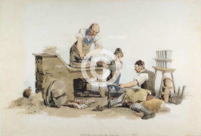 Making flower pots, 1808. Artist: William Henry Pyne
