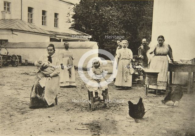 Making jam in the courtyard of Leo Tolstoy's house, Yasnaya Polyana, near Tula, Russia, 1900. Artist: Sophia Tolstaya