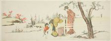 Making paper cords for tying hair, Japan, c. 1801/18. Creator: Hokusai