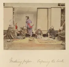 Making Paper - Preparing the Bark, about 1873-1883. Creator: Shinichi Suzuki I