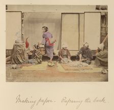 Making Paper - Preparing the Bark, about 1873-1883. Creator: Shinichi Suzuki I