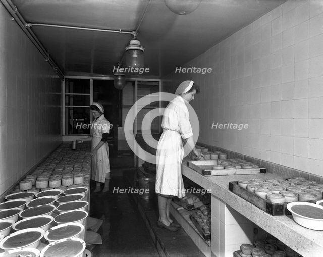 Making pork pies, Schonhut's butchery factory, Rawmarsh, South Yorkshire, 1955. Creator: Michael Walters.