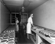 Making pork pies, Schonhut's butchery factory, Rawmarsh, South Yorkshire, 1955. Creator: Michael Walters