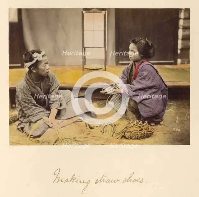 Making Straw Shoes, about 1873-1883. Creator: Shinichi Suzuki I.