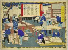Making Sanbon Sugar in Sanuki Province, from the series Dai Nippon Bussan Zue (...Japan), 1877. Creator: Hiroshige III, Utagawa (1842-1894)
