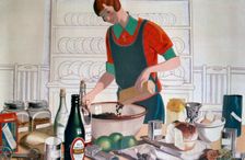 Making the Empire Christmas Pudding, c. 1920'S (colour lithograph) Creator: FC Harrison