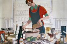 Making the Empire Christmas Pudding, c. 1920'S (colour lithograph) Artist: FC Harrison