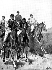 Making the Running - drawn by W. B. Wollen, 1895. Creator: George Meisenbach