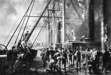 Making the Splice between the Shore End and the Ocean Cable, ca. 1866. Creator: Robert Charles Dudley