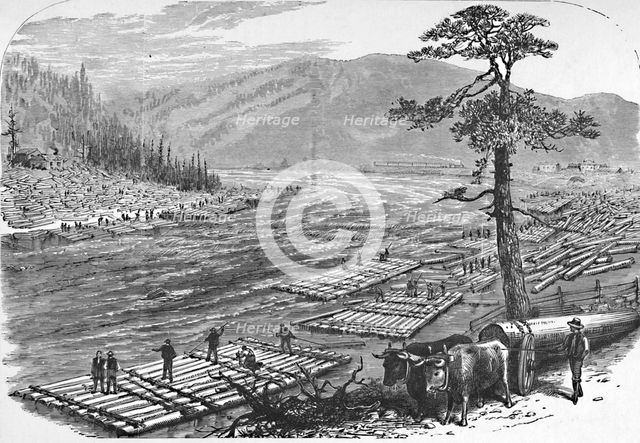 'Making Up Rafts on the Susquehanna River. A Scene on the Line of the Erie Railroad', 1883. Artist: Unknown.