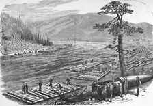 Making Up Rafts on the Susquehanna River. A Scene on the Line of the Erie Railroad 1883