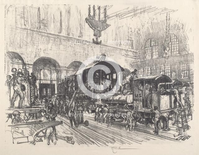 Making War Locomotives, 1917. Creator: Joseph Pennell.