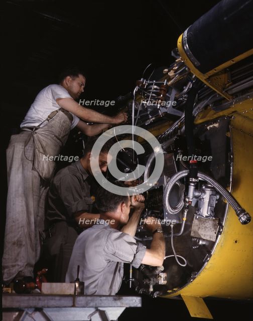 Making wiring assemblies at a junction box..., North American Aviation, Inc., Inglewood, CA, 1942. Creator: Alfred T Palmer.