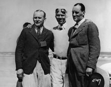 Malcolm Campbell, Frank Lockhart, Ray Keech (right to left) at Daytona, Florida, 1928