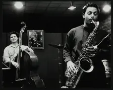Malcolm Creese and Alex Garnett playing at The Fairway, Welwyn Garden City, Hertfordshire, 1992. Creator: Denis Williams