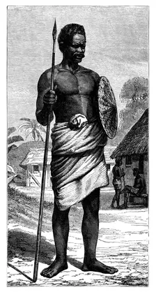 Malagasy Warrior 19th century.Artist: Gerome Staal
