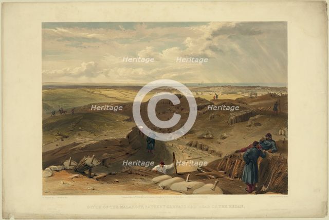 Malakoff redoubt, battery gervais and rear of the redan, 1855. Artist: Simpson, William (1832-1898)