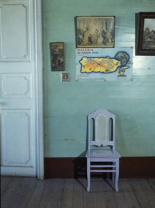 Malaria poster in small hotel, Puerto Rico ... San Juan, 1941. Creator: Jack Delano