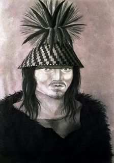 Malaspina Expedition, drawing by José Cadero of a chief from Langara point