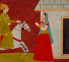 Malati Receives a Visitor, Folio from a Malati-Madhava, 1798. Creator: Bhagvan Das