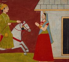 Malati Receives a Visitor, Folio from a Malati-Madhava, 1798. Creator: Bhagvan Das