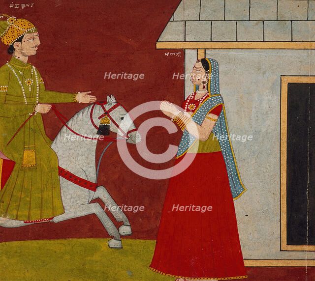 Malati Receives a Visitor, Folio from a Malati-Madhava, 1798. Creator: Bhagvan Das.