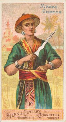 Malay Creese, from the Arms of All Nations series (N3) for Allen & Ginter Cigarettes Brands, 1887. Creator: Allen & Ginter