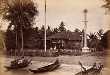 Malaya: a magistrate's house located by a Malay beach, 1881. Creator: John Edmund Taylor