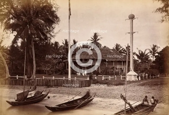 Malaya: a magistrate's house located by a Malay beach, 1881. Creator: John Edmund Taylor.