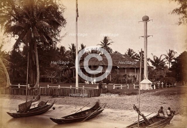Malaya: a magistrate's house located by a Malay beach, 1881. Creator: John Edmund Taylor.