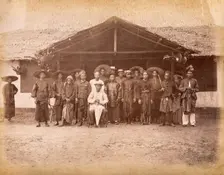 Malaya: Captain China surrounded by his Chinese and Malay followers, 1880. Creator: John Edmund Taylor