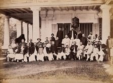 Malaya: Chinese merchants grouped outside their club house on Penang Island, 1881. Creator: John Edmund Taylor