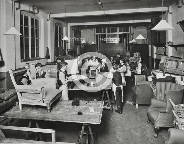 Male upholstery students, Shoreditch Technical Institute, London, 1914. Artist: Unknown.
