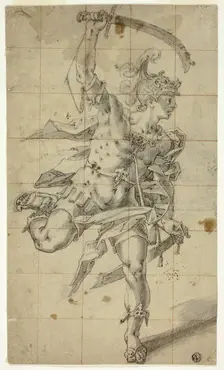 Male Warrior Running with Drawn Sword, c.1600. Creator: Hubert Gerhard