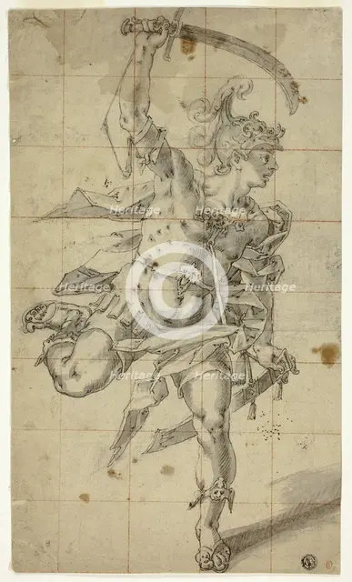 Male Warrior Running with Drawn Sword, c.1600. Creator: Hubert Gerhard.