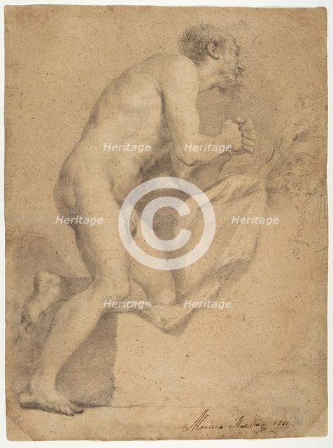 Male Academy as the Penitent St. Jerome (Academia masculina como un San Jeronimo penitente), 1761. Creator: Mariano Salvador de Maella.