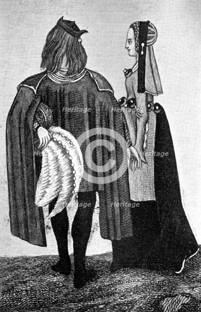 Male and female costume, late 15th-early 16th century, (1910). Artist: Unknown