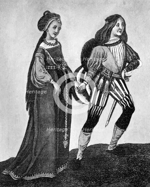 Male and female costume, late 15th-early 16th century, (1910). Artist: Unknown