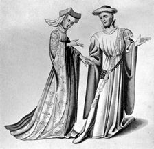 Male and female dress, late 14th-early 15th century, (1910)
