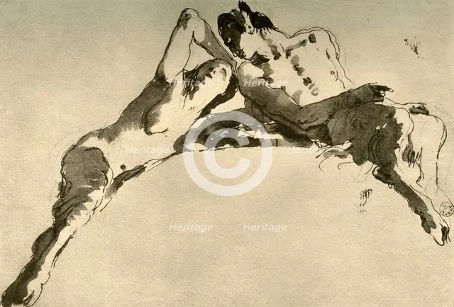 'Male and Female Faun', mid 18th century, (1928). Artist: Giovanni Battista Tiepolo.
