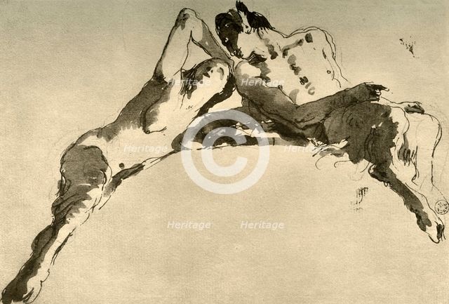 'Male and Female Faun', mid 18th century, (1928). Artist: Giovanni Battista Tiepolo.