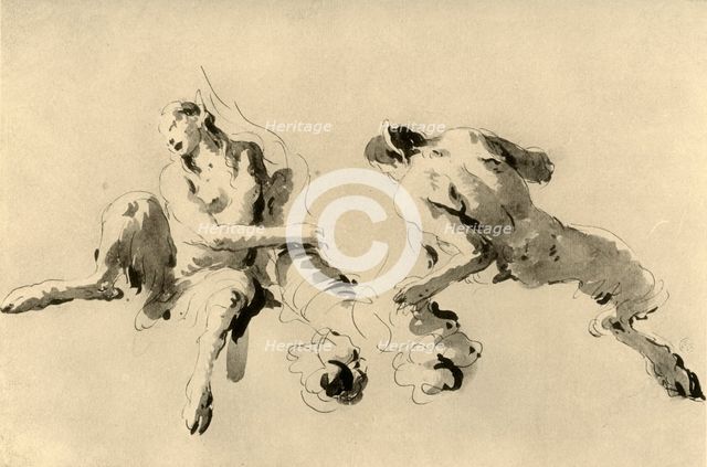 'Male and Female Faun with Cornucopeia', mid 18th century, (1928). Artist: Giovanni Battista Tiepolo.