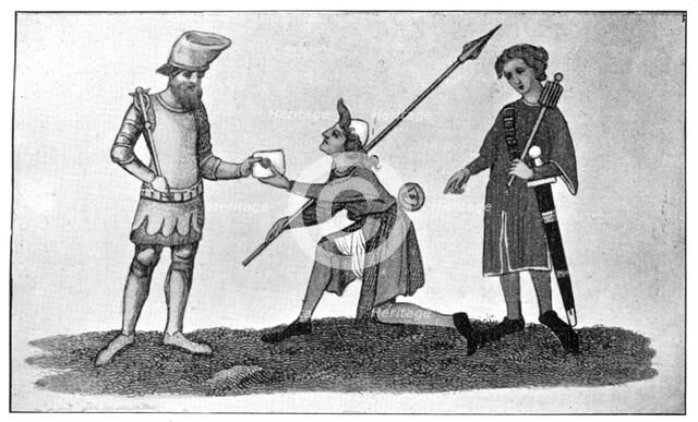 Male costume, 14th century, (1910). Artist: Unknown