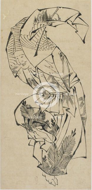 Male dancer, Manzai, late 18th-early 19th century. Creator: Hokusai.