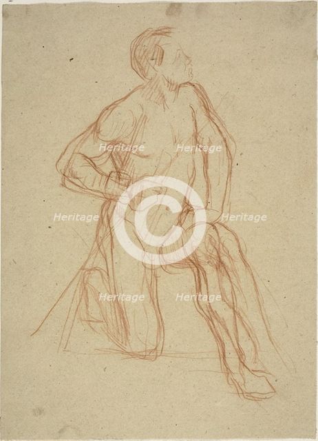 Male Figure Kneeling, c. 1874. Creator: Jules Elie Delaunay.