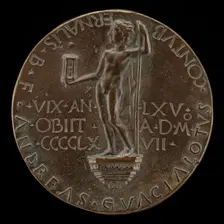 Male Figure Holding an Hourglass [reverse], 1467. Creator: Andrea Guacialoti
