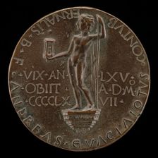 Male Figure Holding an Hourglass [reverse], 1467. Creator: Andrea Guacialoti