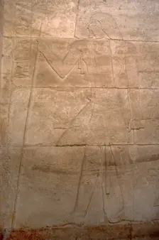 Male figure with a baton and sceptre relief, Mastaba of Kagemni, Saqqara, Egypt, 2350 BC (2003). Creator: Unknown